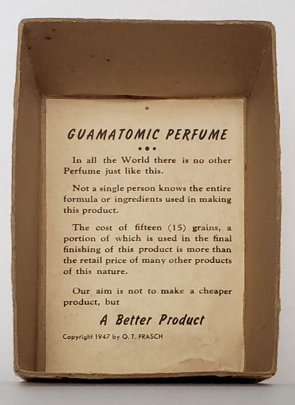 Interior of Guamatomic Perfume Box