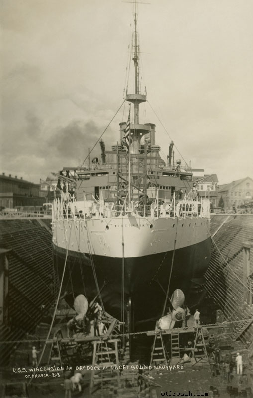 Image 138 - U.S.S. Wisconsin in Dry Dock at Puget Sound Navy Yard