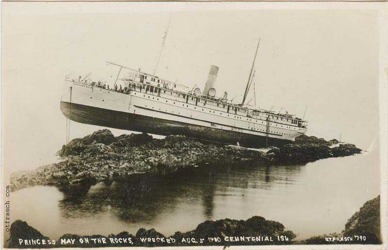 Image 790 - Princess May on the Rocks, Wrecked Aug. 5 1910 Cenntenial Isl