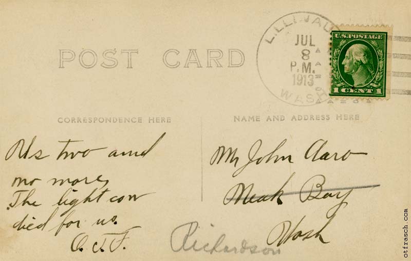 Back of Unnumbered Image - O.T. Frasch in Lilliwaup