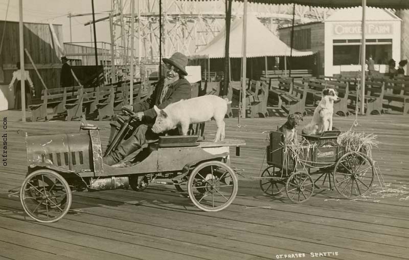 Untitled, Unnumbered Image - Uncle Hiram on his car